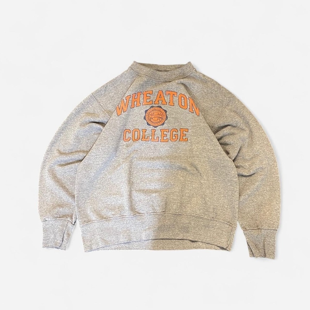 Vintage Wheaton college grey and orange crewneck sweatshirt